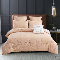 HKM-685779 Geometric Pattern Quilt Cover Set with Pillowcases for Home Décor