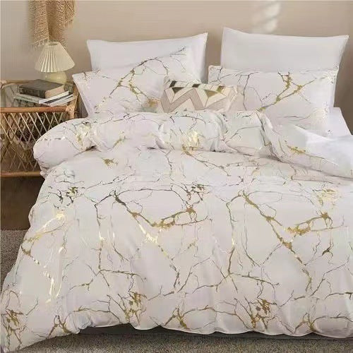 HKM-685779 Geometric Pattern Quilt Cover Set with Pillowcases for Home Décor