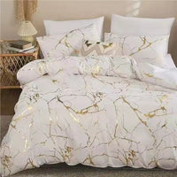 HKM-685779 Geometric Pattern Quilt Cover Set with Pillowcases for Home Décor