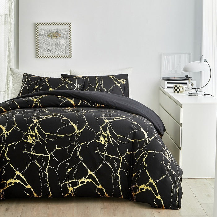 HKM-685779 Geometric Pattern Quilt Cover Set with Pillowcases for Home Décor