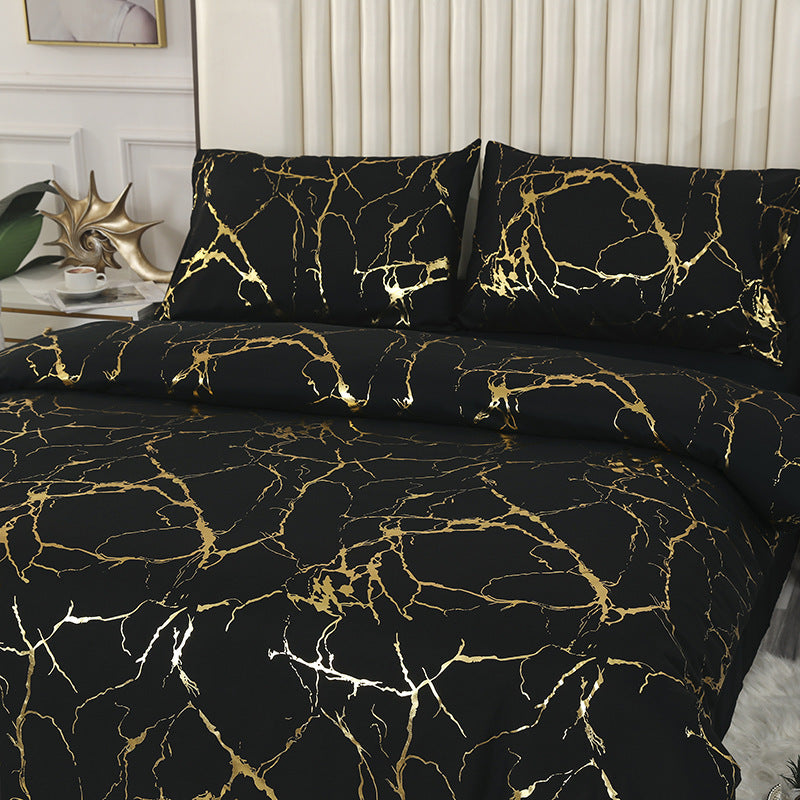 HKM-685779 Geometric Pattern Quilt Cover Set with Pillowcases for Home Décor