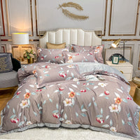 HKM-685779 Washed Silk Printed Four-Piece Bedding Set in Tencel Satin for Spring and Summer