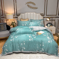HKM-685779 Washed Silk Printed Four-Piece Bedding Set in Tencel Satin for Spring and Summer