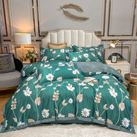 HKM-685779 Washed Silk Printed Four-Piece Bedding Set in Tencel Satin for Spring and Summer