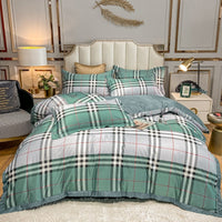 HKM-685779 Washed Silk Printed Four-Piece Bedding Set in Tencel Satin for Spring and Summer