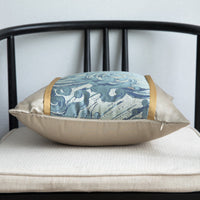 HKM-685843 Blue Satin Jacquard Patchwork Pillowcase with Feather Down Core, 45x45cm