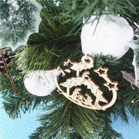 HKM-685907 Hollow Out Snowflake Wood Pendant for Christmas Tree Decoration - Set of 10 with Ropes
