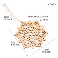 HKM-685907 Hollow Out Snowflake Wood Pendant for Christmas Tree Decoration - Set of 10 with Ropes