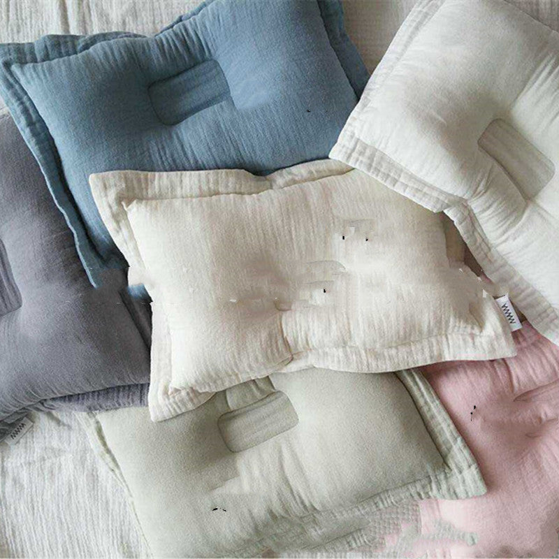 HKM-685907 Washable Cotton Head Protection Pillow for Babies - Rectangular Design in Angel White, Peach Pollen, Retro Blue, Green, Gray