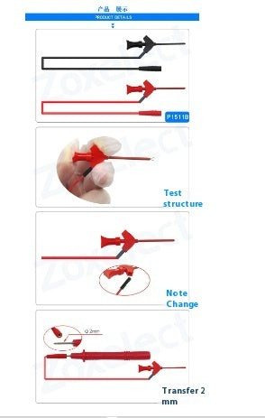 HKM-685971 Mini Test Hook with Direct Plug for Electronic Measurement - 30cm Silicone Wire