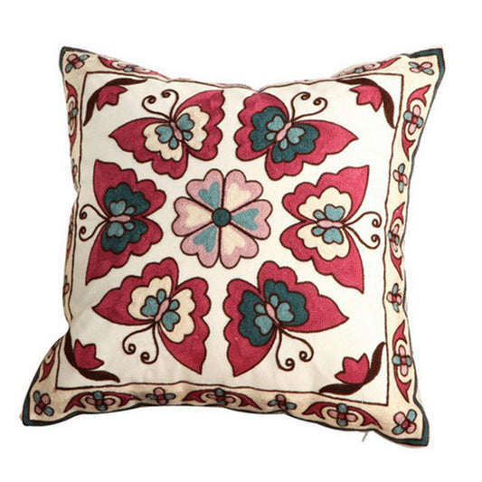 KTX-686163 Embroidered Floral Cotton Pillowcase for Decorative Seating