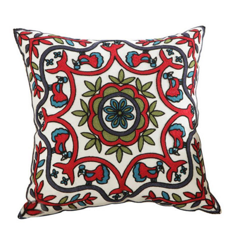 KTX-686163 Embroidered Floral Cotton Pillowcase for Decorative Seating