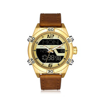 HKM-686291 Men's Waterproof LED Electronic Quartz Watch with Leather Strap and Alloy Case