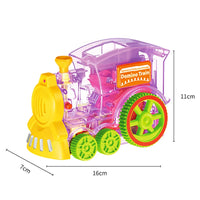 HKM-686355 Automatic Domino Stacking Train Set for Kids, Light-Up Launching Blocks, Ages 2-4