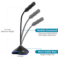HKM-686483 Omni-Directional Wireless RGB Microphone for Home, Computer, Recording & Conference Use