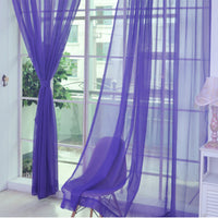 HKM-686483 Solid Tulle Sheer Curtains for Living Room and Bedroom - Translucent Polyester Blinds in Various Colors