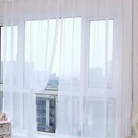 HKM-686483 Solid Tulle Sheer Curtains for Living Room and Bedroom - Translucent Polyester Blinds in Various Colors