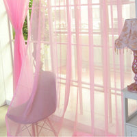 HKM-686483 Solid Tulle Sheer Curtains for Living Room and Bedroom - Translucent Polyester Blinds in Various Colors