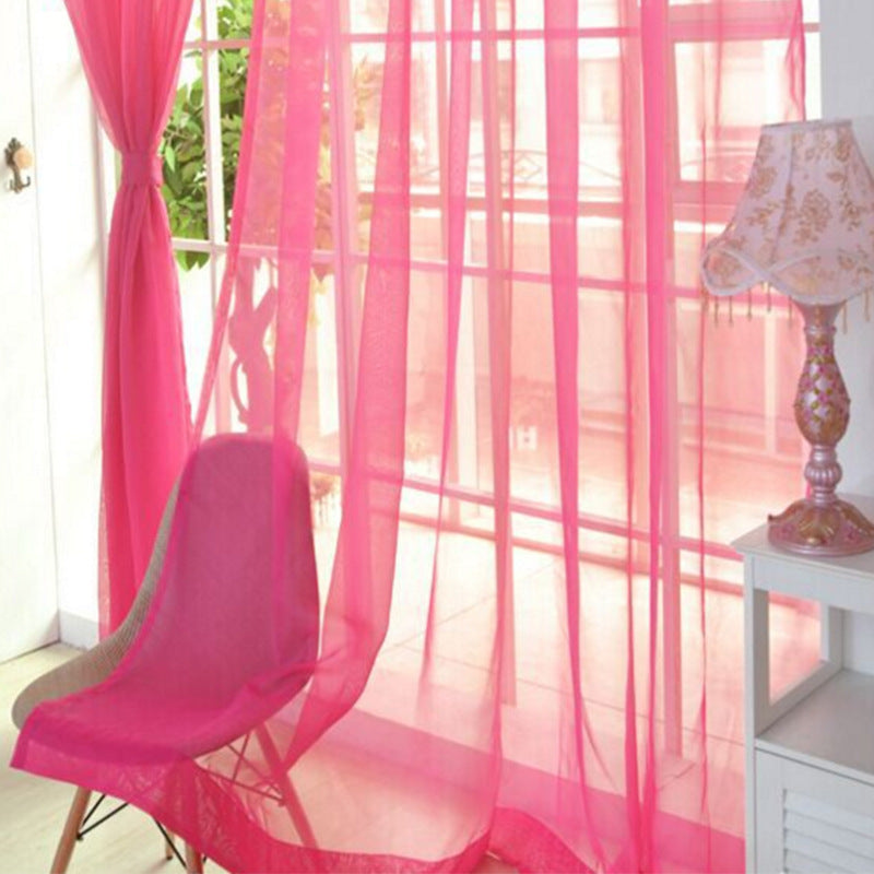 HKM-686483 Solid Tulle Sheer Curtains for Living Room and Bedroom - Translucent Polyester Blinds in Various Colors