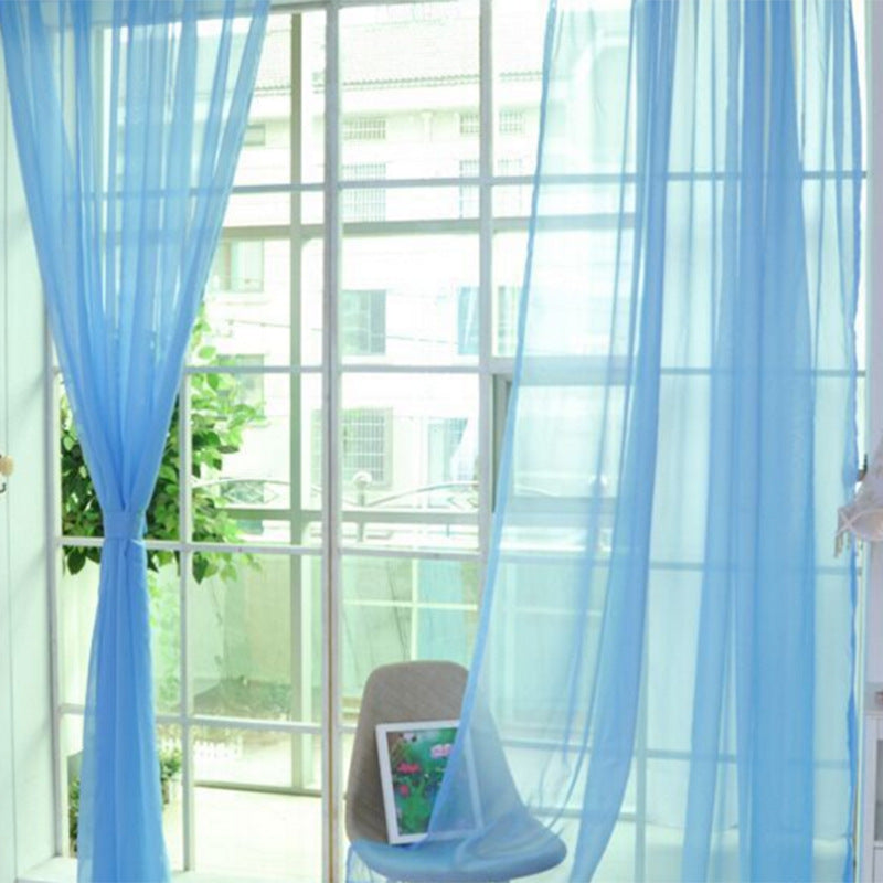 HKM-686483 Solid Tulle Sheer Curtains for Living Room and Bedroom - Translucent Polyester Blinds in Various Colors