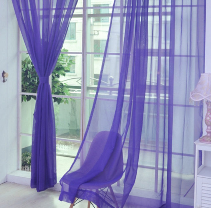 HKM-686483 Solid Tulle Sheer Curtains for Living Room and Bedroom - Translucent Polyester Blinds in Various Colors