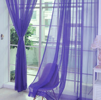 HKM-686483 Solid Tulle Sheer Curtains for Living Room and Bedroom - Translucent Polyester Blinds in Various Colors