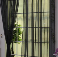 HKM-686483 Solid Tulle Sheer Curtains for Living Room and Bedroom - Translucent Polyester Blinds in Various Colors