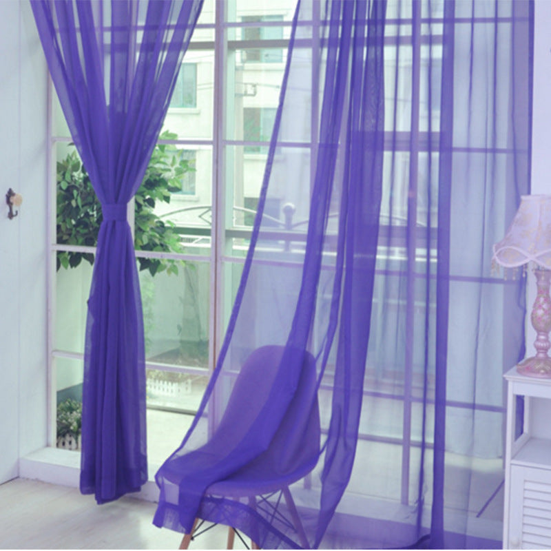 HKM-686483 Solid Tulle Sheer Curtains for Living Room and Bedroom - Translucent Polyester Blinds in Various Colors