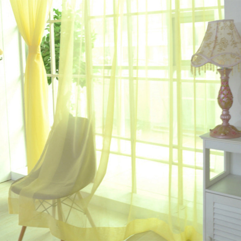 HKM-686483 Solid Tulle Sheer Curtains for Living Room and Bedroom - Translucent Polyester Blinds in Various Colors