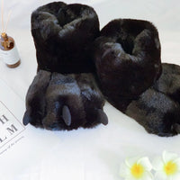 HKM-686611 Cozy Plush Paw Slippers for Men and Women - Funny Animal Winter Indoor Shoes