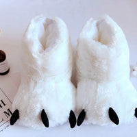 HKM-686611 Cozy Plush Paw Slippers for Men and Women - Funny Animal Winter Indoor Shoes