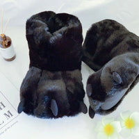 HKM-686611 Cozy Plush Paw Slippers for Men and Women - Funny Animal Winter Indoor Shoes