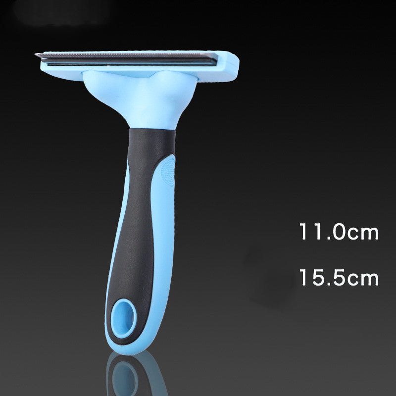 HKM-686867 Ergonomic Pet Grooming Comb for Dogs and Cats - Stainless Steel & TPR - Blue or Pink