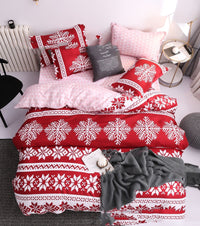 HKM-686931 European Style Red Down Quilt Cover Set with Pillowcases - Multiple Sizes Available