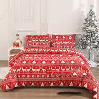 HKM-686931 European Style Red Down Quilt Cover Set with Pillowcases - Multiple Sizes Available