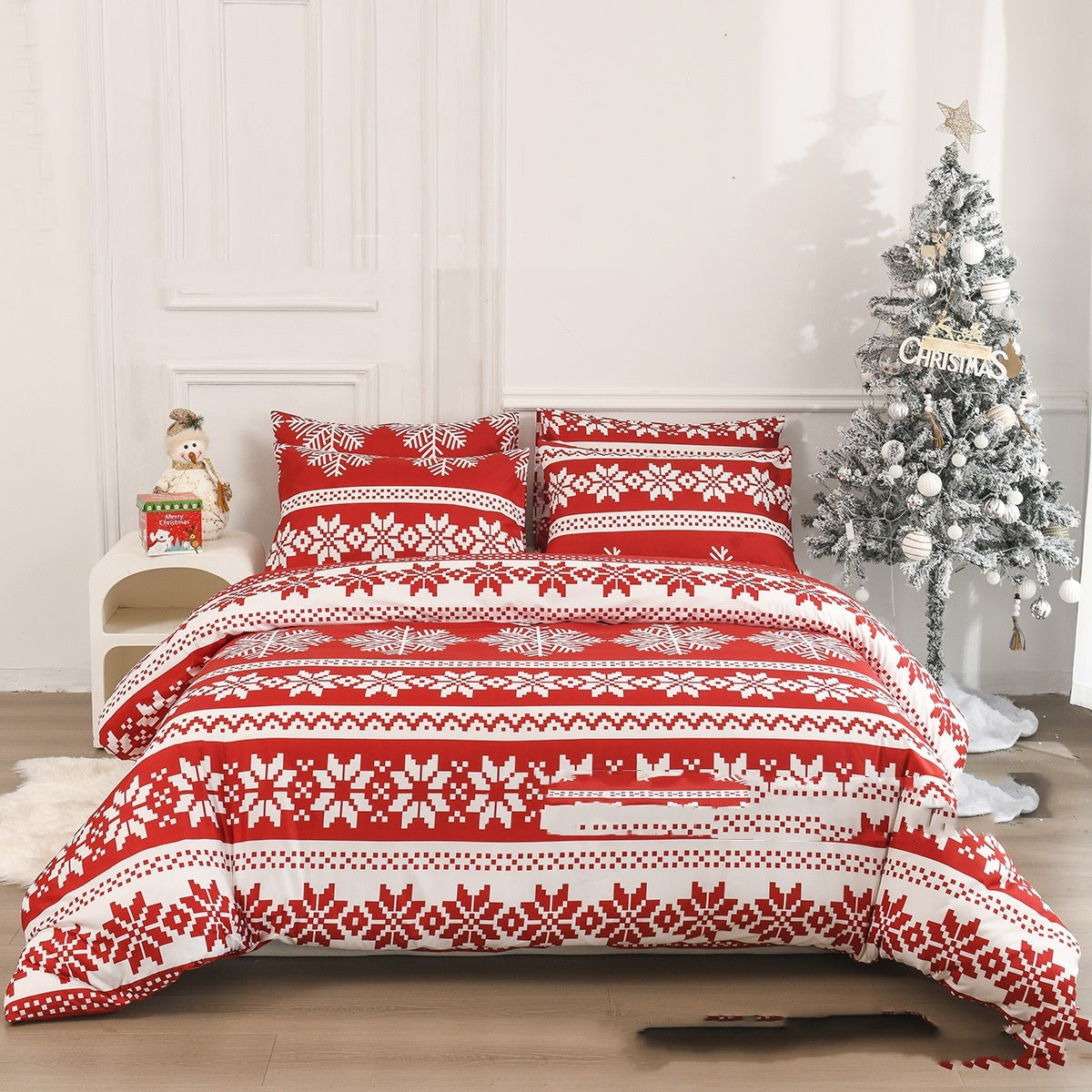 HKM-686931 European Style Red Down Quilt Cover Set with Pillowcases - Multiple Sizes Available