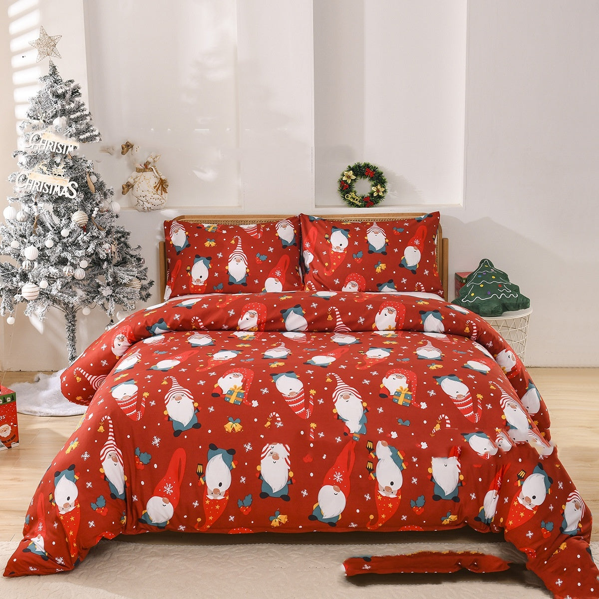 HKM-686931 European Style Red Down Quilt Cover Set with Pillowcases - Multiple Sizes Available