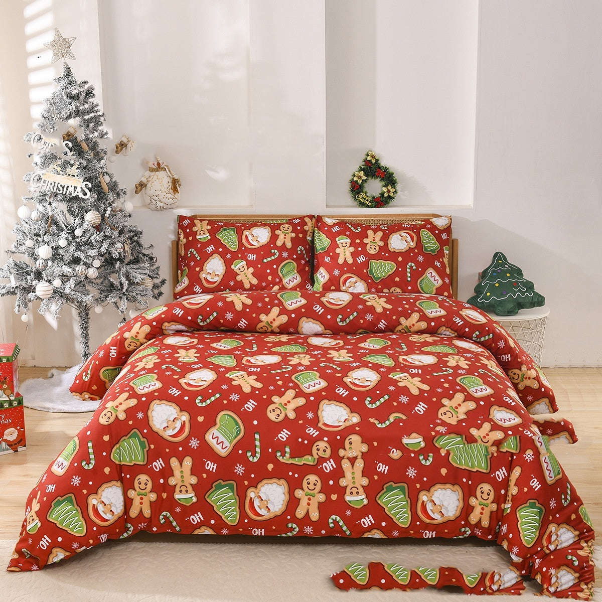 HKM-686931 European Style Red Down Quilt Cover Set with Pillowcases - Multiple Sizes Available