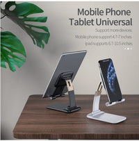 HKM-686995 Adjustable Telescopic Folding Mobile Phone Holder - ABS, Zinc Alloy, Silicone - Black/White
