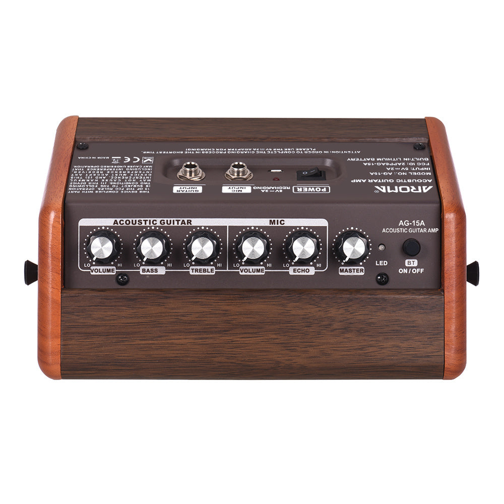 HKM-686995 Portable Bluetooth Acoustic Guitar Charging Speaker – 2.1 Channel, Built-in Lithium Battery, Wooden Shell, 5 Hours Playtime
