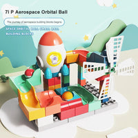HKM-687507 71-Piece Large Aerospace Building Blocks Marble Run Set for Ages 3 and Up
