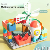 HKM-687507 71-Piece Large Aerospace Building Blocks Marble Run Set for Ages 3 and Up