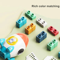 HKM-687507 71-Piece Large Aerospace Building Blocks Marble Run Set for Ages 3 and Up