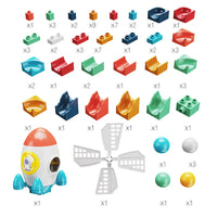 HKM-687507 71-Piece Large Aerospace Building Blocks Marble Run Set for Ages 3 and Up