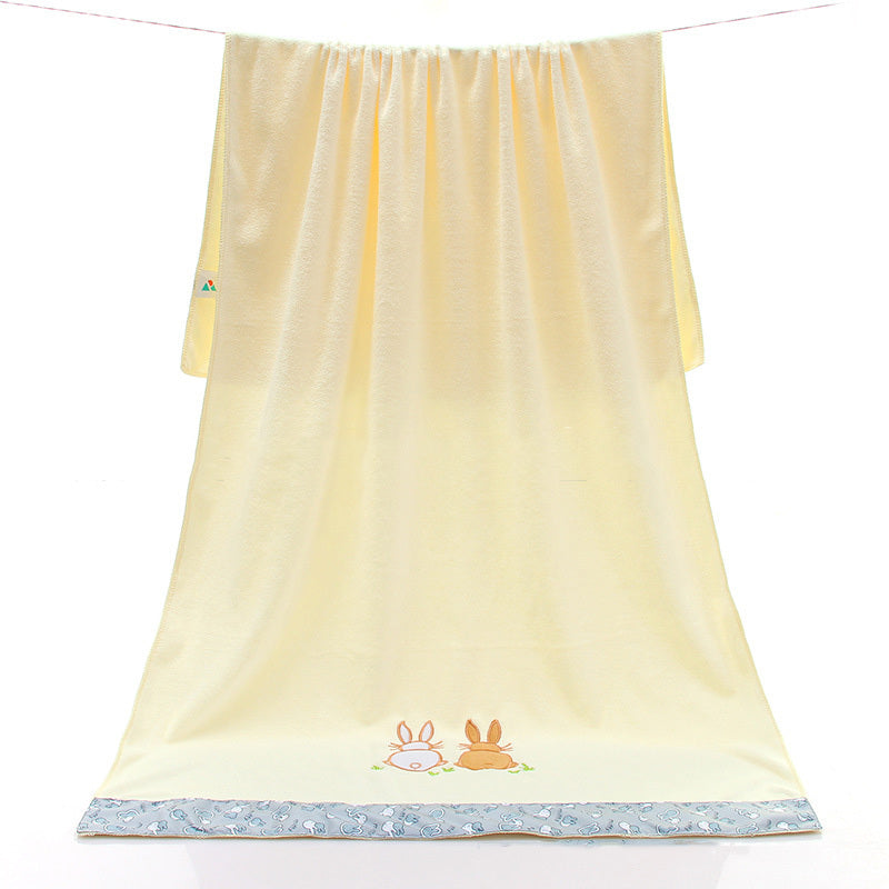 HKM-687507 Lace Edge Bath Towel Set in Microfiber - Yellow & Beige, 70x140 cm