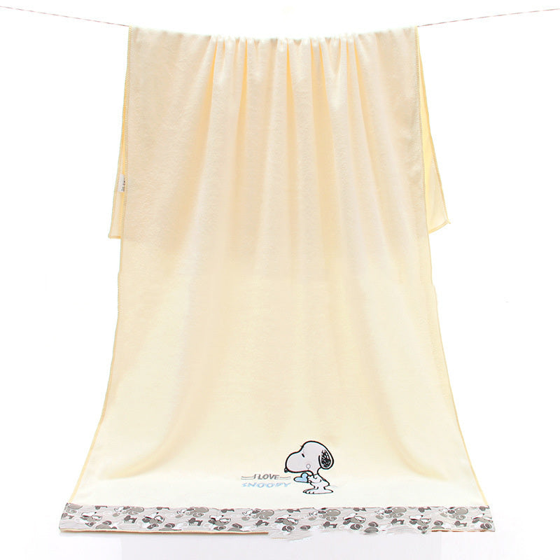 HKM-687507 Lace Edge Bath Towel Set in Microfiber - Yellow & Beige, 70x140 cm