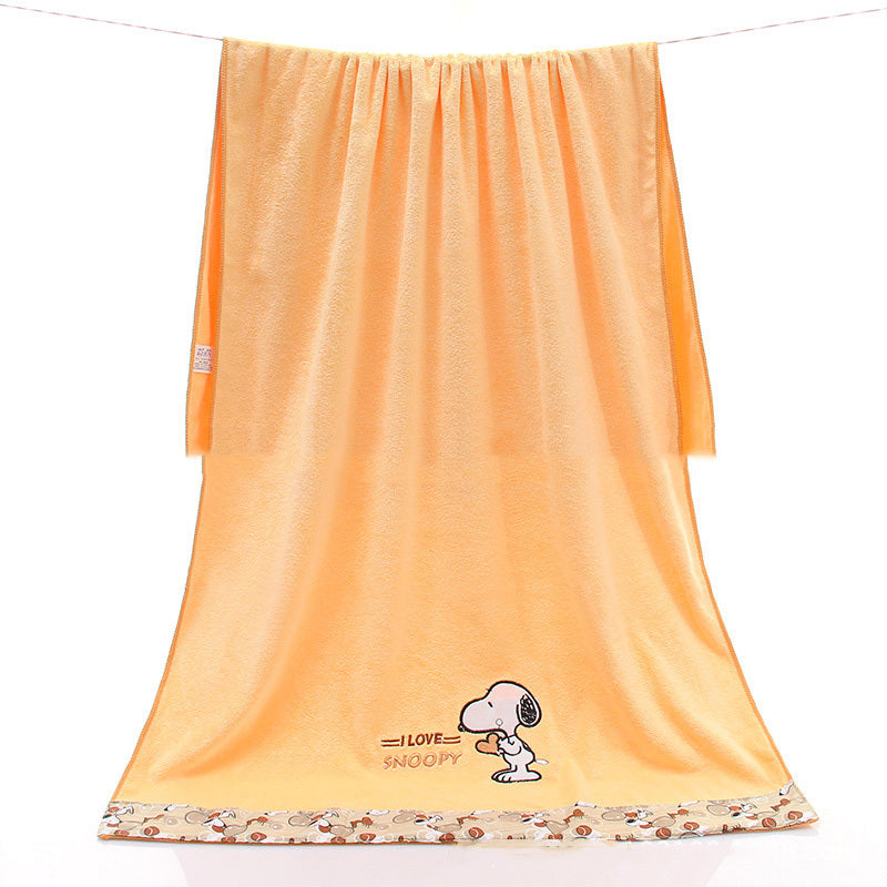 HKM-687507 Lace Edge Bath Towel Set in Microfiber - Yellow & Beige, 70x140 cm