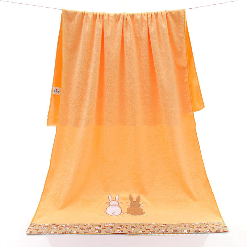 HKM-687507 Lace Edge Bath Towel Set in Microfiber - Yellow & Beige, 70x140 cm