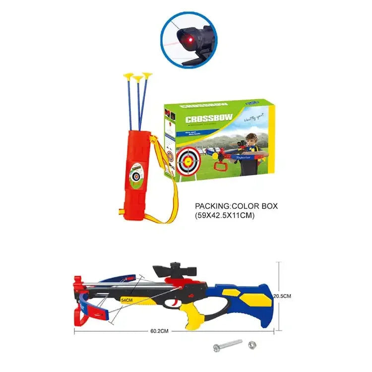 HKM-687571 Crossbow Shooting Game Toy for Kids - Outdoor Archery Practice Set with Plastic Bow and Arrows