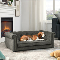 HKM-687571 Elevated Dark Grey Pet Sofa Bed for Medium and Large Dogs – Comfortable and Stylish Design